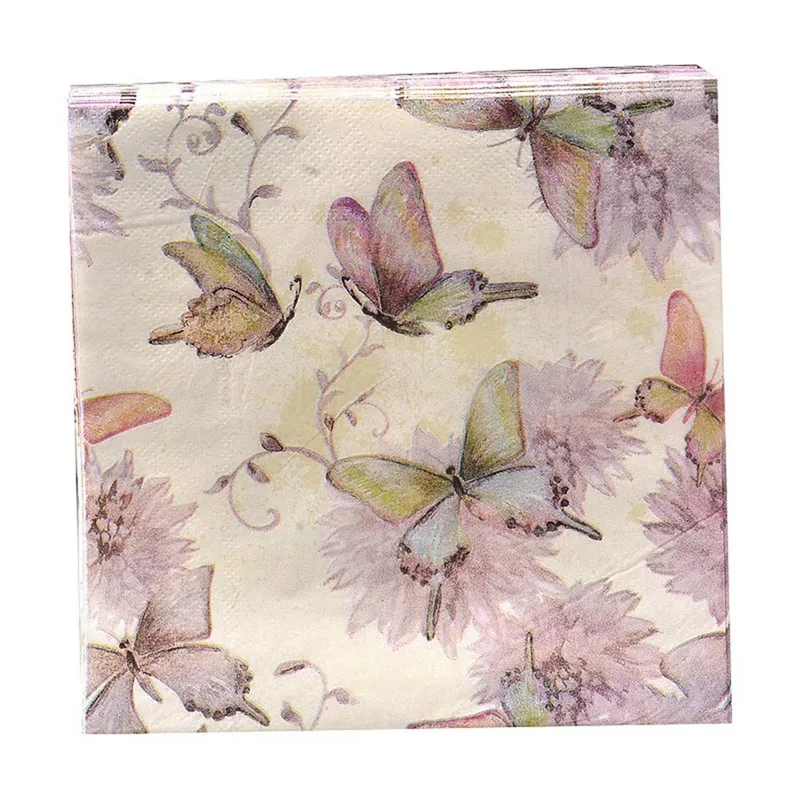 

20PCS Printed Feature Flower Paper Napkins For Event & Party Decoration Tissue Decoupage Servilleta 33cm*33cm 1 pack/lot