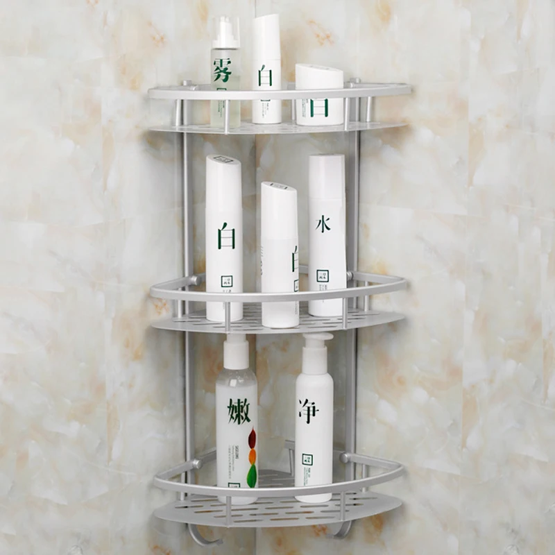

Bathroom Shelf 2/3 Layer Aluminum Triangular Rack Bathroom Accessories Storage Organizer For Shampoo Soap Cosmetic Basket Holder