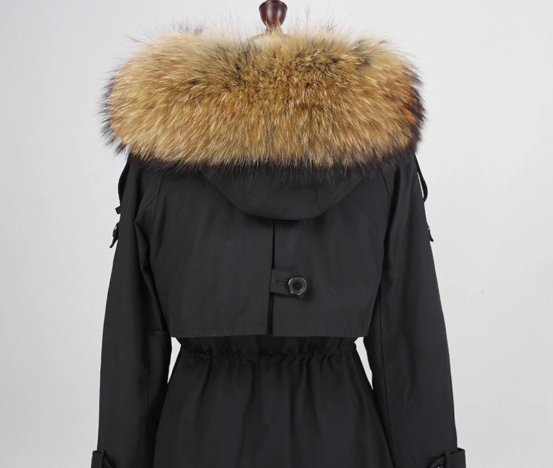 OFTBUY, водонепроницаемая парка, натуральное меховое пальто, зимняя куртка для женщин, воротник из натурального меха енота, капюшон, подкладка из натурального кроличьего меха, съемная
