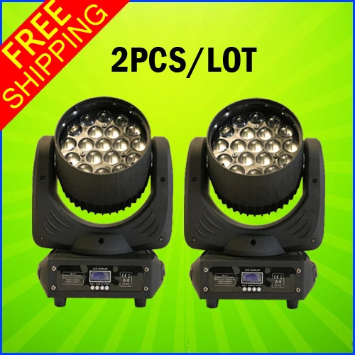 

2PCS A Lot 2016 New 19x12W Quad RGBW 4in1 LED Moving Head Light Zoom DMX DJ Stage Lighting