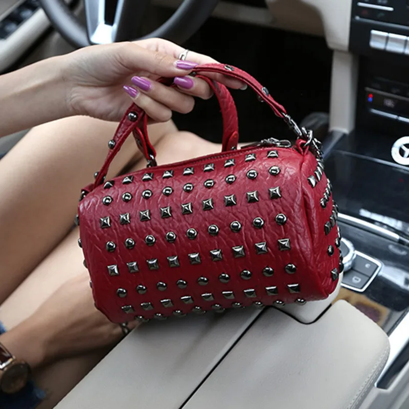 Цена Ciezun Kisoer carteras mujer de hombro Новинка 2017 девушка мешок punk PU заклепки сумки тенденции моды цепи одного плеча косые мешок