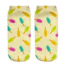 1 пара, цветное мороженое, женские носки с 3D принтом, забавные носки из полиэстера, модные носки 19*8 см