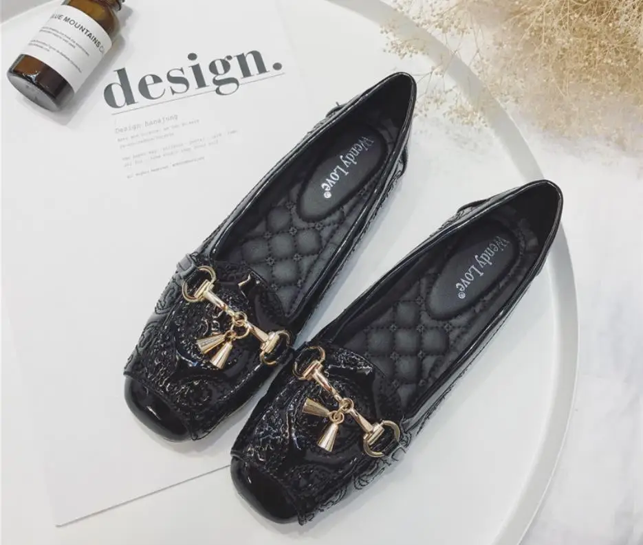 

Ballerina Square Toe Walking Moccasins Metallic Large Size Shoes Women Designer Foldable Ballet Flats Top fashion women's shoes