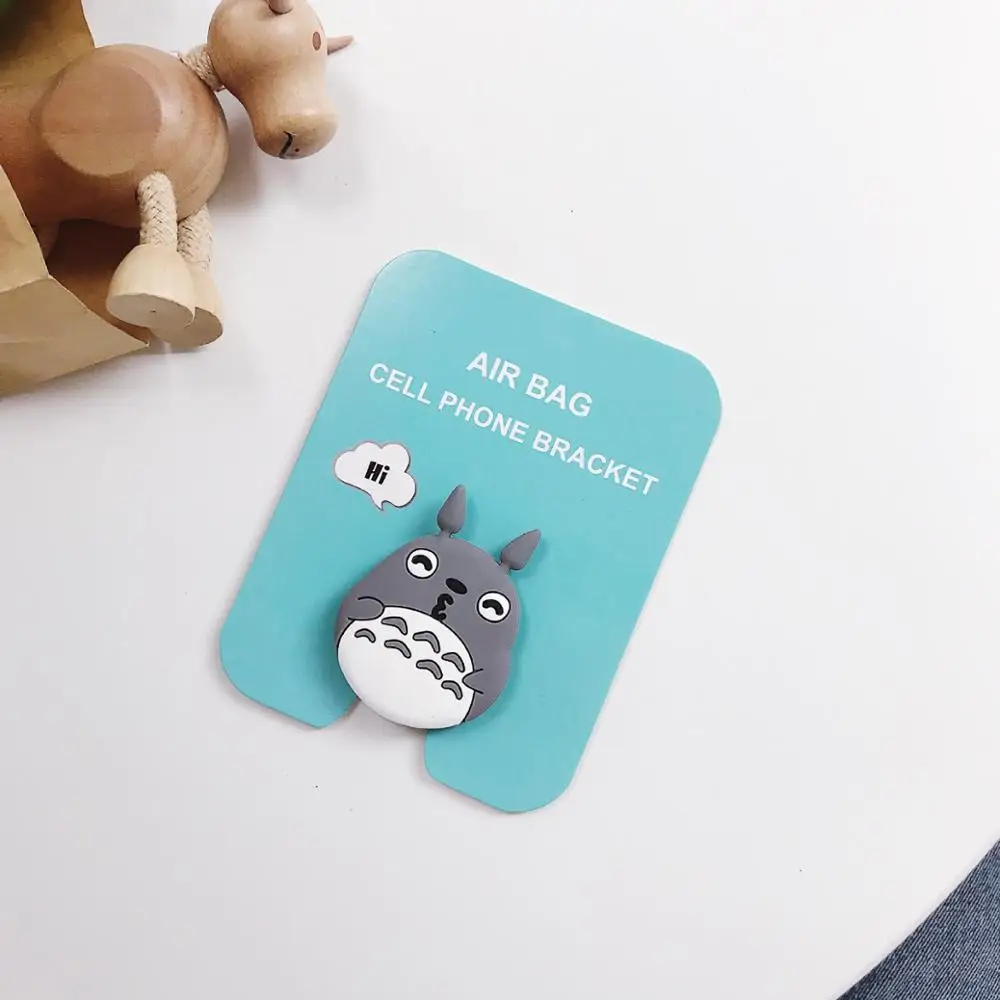 Totoro Милый Универсальный кронштейн подушки безопасности стежок счастливый кот телефон расширяющийся стенд мультфильм мобильный палец держатель медведь Млечный девушка Сотовый - Цвет: Totoro