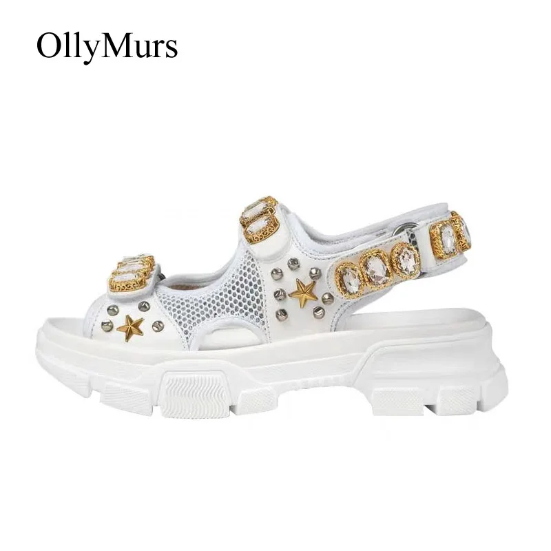 

Casual Crystal Shoes Women Beach Sandals Platform zapatos de mujer Summer sandalias mujer 2019 Rhinestone Lady Chunky footware