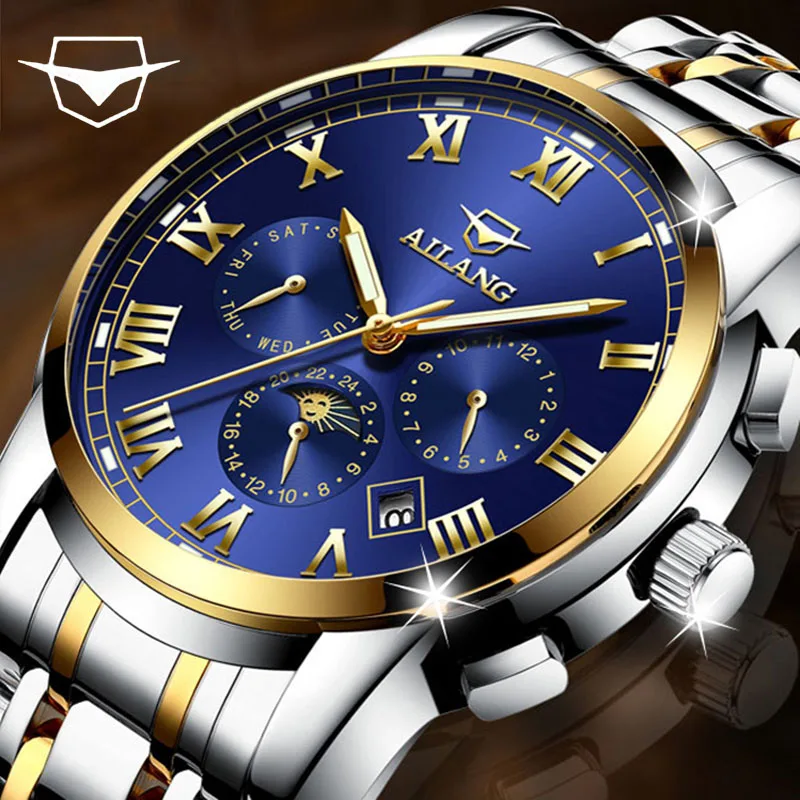 

AILANG Watch Men Automatic Mechanical Wristwatch Stainless Steel Shockproof Waterproof Male Clock Relogio Masculino Hodinky