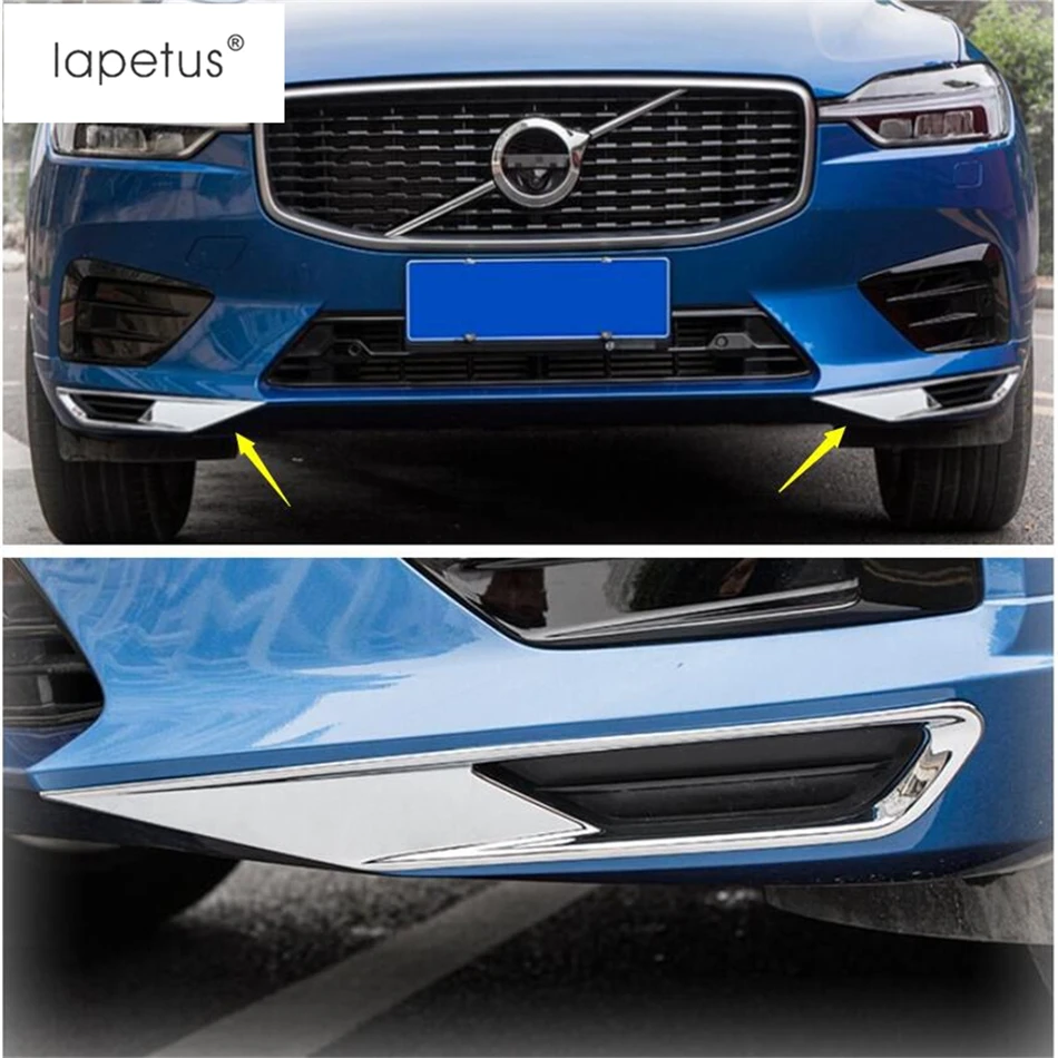Lapetus Accessories Fit For VOLVO XC60 2018 2019 Chrome Front Under Fog Lights Lamp Eyelid