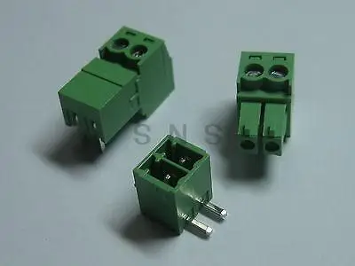 

250 pcs Screw Terminal Block Connector 3.5mm Angle 2 pin Green Pluggable Type