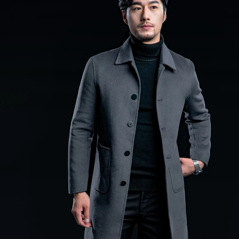 Handmade Cashmere Men's Long Jackets Winter Warm and Comfortable High ...