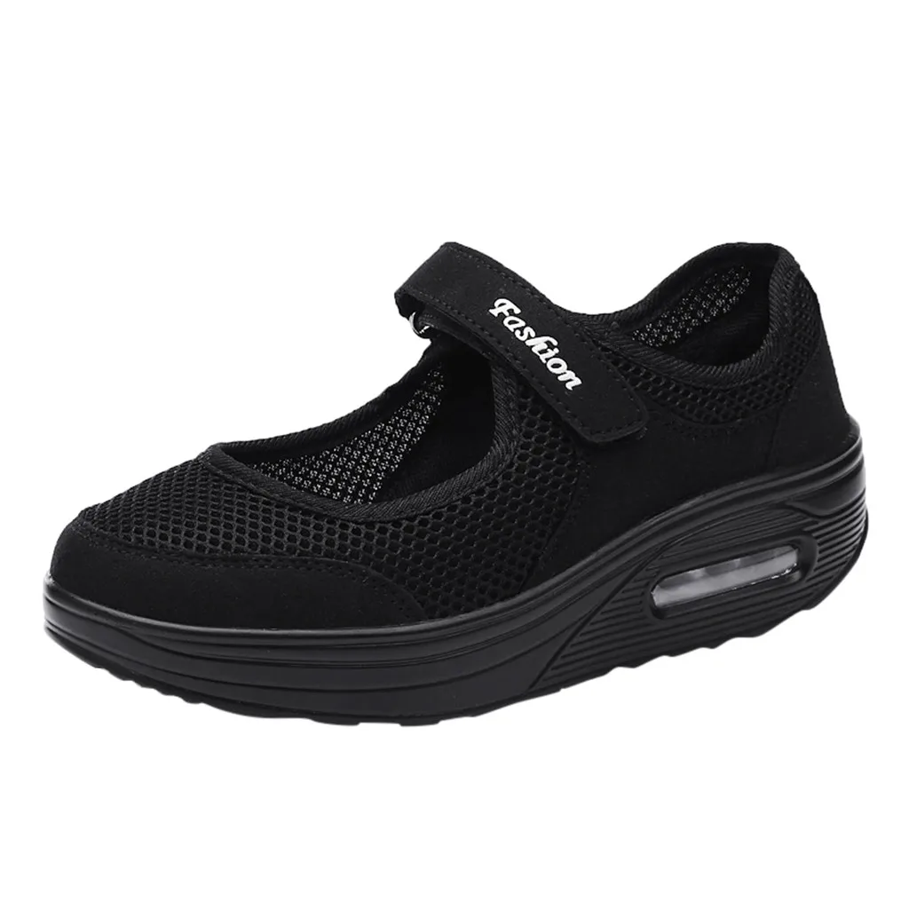Г., женские туфли-лодочки новая весенне-летняя обувь на липучке повседневная легкая дышащая обувь на платформе Модные Лоферы для прогулок - Цвет: Черный