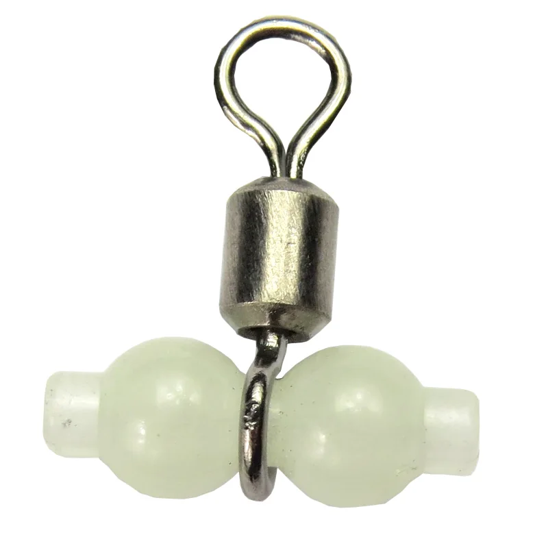 

INFOF 200pcs 3 way Luminous Fishing Swivels Rolling Swivel Steel Alloy Sea Boat Fishing Tackle Hook Lure Accessories Connector