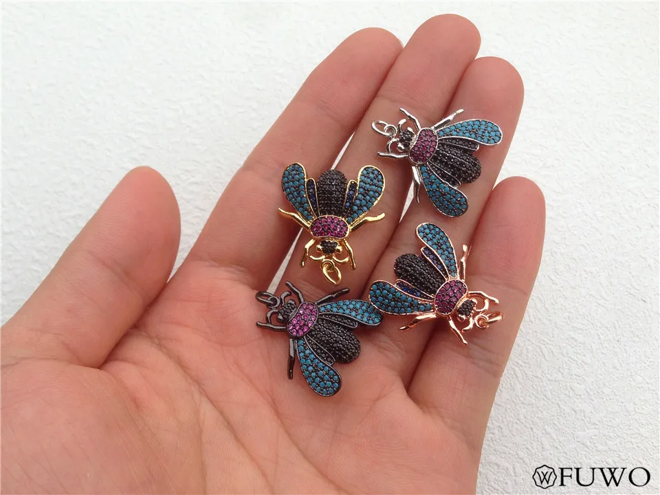 Micro Pave Crystal Zirconia Fly shape Bug Pendant 9