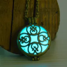 Glow in the Dark Circle Glowing Necklace Pendants vintage Hollow Flower glowing necklace for women glow in the dark jewelry