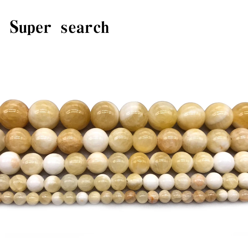 

Natural Stone Yellow Jaspers Round Beads Bracelet Necklace Woman15" Strand 4 6 8 10 12MM Pick Size For Jewelry Making