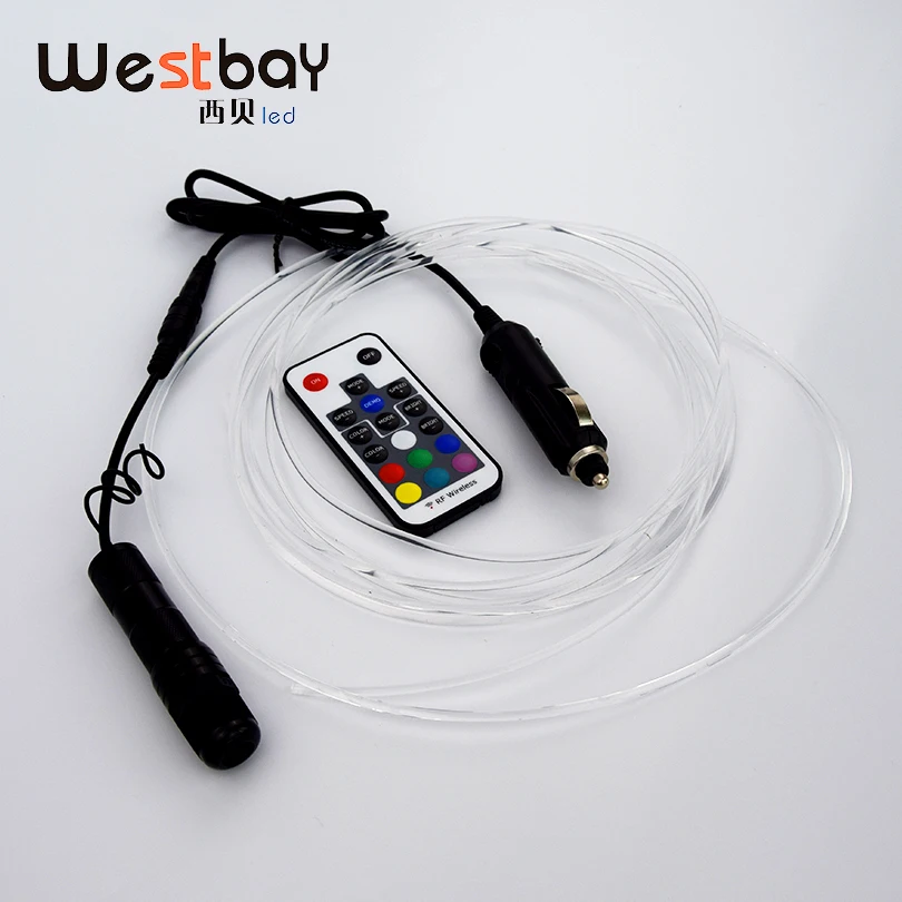 

Westbay RGB round Side Glow Optic Fiber Light Kit 1m/2m/3m/4m/5m/6m DC12V 3W Optical Fiber For Car Decoration Fiber Optic