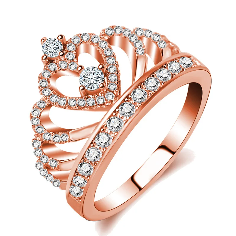 Luxury Wedding Ring Rose Gold Filled Micro Pave Cubic