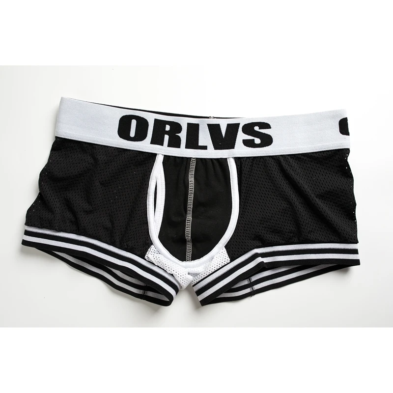 Бренд ORLVS, лучшее новейшее Мужское нижнее белье, сетчатые боксеры, быстросохнущие боксеры, мужские сексуальные шорты проветриваемого размера плюс, мужские трусы