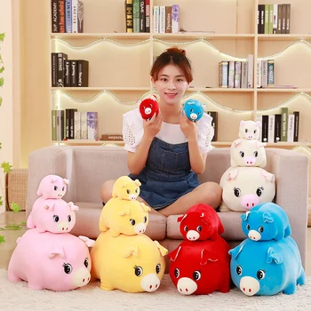 

15-40cm Bigger size toys Cartoon rainbow pig plush toys fat pig pillow soft cushion Chinese zodiac pig doll birthday gift kid