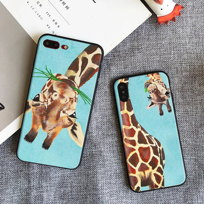 

Giraffe Animal cute Pattern painting Tpu Soft Silicone Phone Case Cover Shell For Apple IPhone 5 5s SE 6 6s 7 8 Plus X 10
