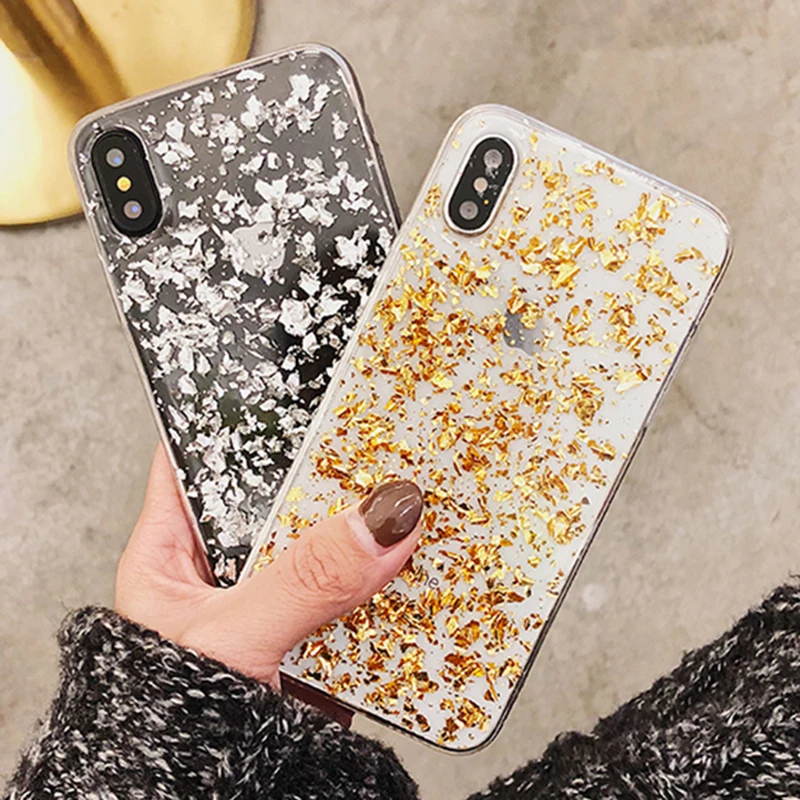 

New Designs Epoxy Gold Silver TPU Soft Protective Case For iPhone 5 5s SE 6 6s 6P 6SPlus With 5 Styles BlingBling Phone Covers