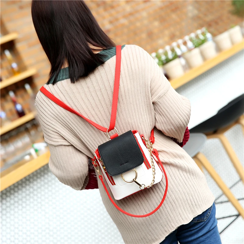 

Luxury Chains Backpacks New Women Pu Leather Mini Backpack Ladies Designer Small School Bag Brand Travel Bag Faye Bolsa Feminina
