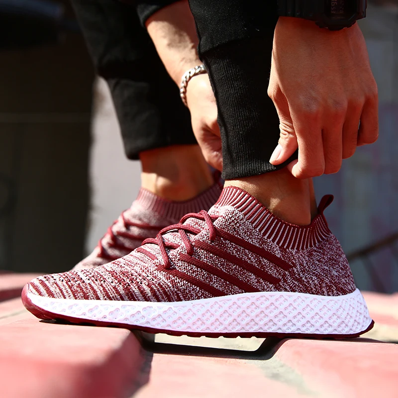 

2019 Hot Sale Men Running Shoes Breathable Mesh Comfortably Breathable Light Sports Shoes Low To Help Outdoor Walking Sneakers