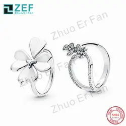 ZEF pan кольца из стерлингового серебра 925 для женщин. Shine Moving Clover Bedazzling Butterflie Элегантные классические роскошные оригинальные женские