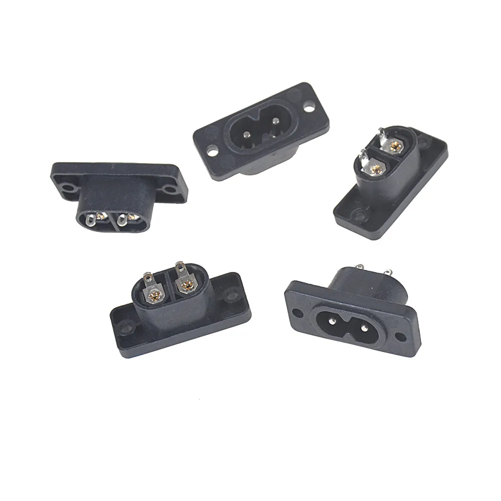 

5 Pcs/Set Whosesale AC 250V 2.5A Black IEC320 C8 2 Terminal Power Plug Inlet Socket