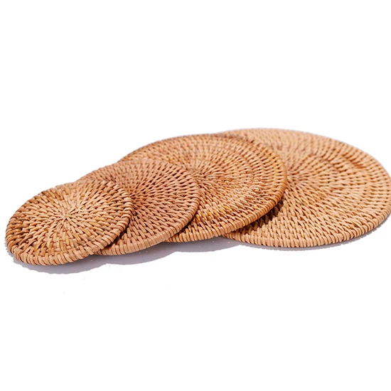 

1pc Creative drink Coasters set for kungfu tea accessories round tableware Placemat Dish mat Rattan Weave cup mat pad