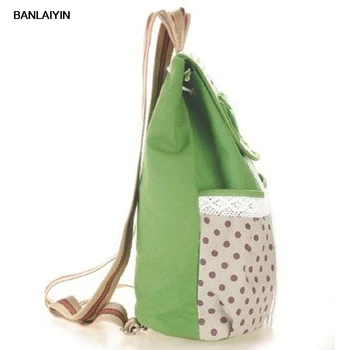 

WholeTide 10* Girl's Bowknot Canvas Backpack For Student (Green)