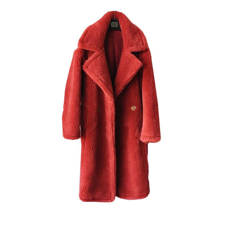 Плюшевое натуральное меховое пальто размера плюс, розовая куртка, зимнее пальто, женская одежда, зимнее корейское пальто из овечьей шерсти kawaii