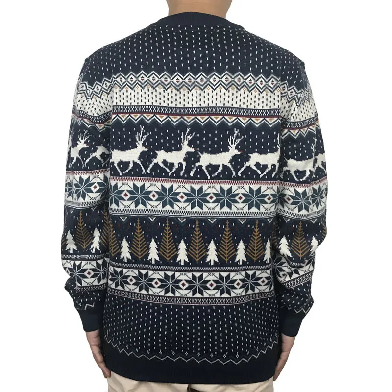 Funny Light Up Ugly Christmas Sweater for Men and Women Navy Blue Male Xmas Pullover Jumper Reindeer Patterned Plus Size S-4XL 1