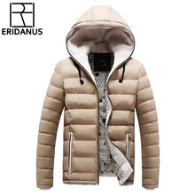 Новинка, мужские зимние теплые куртки,, модные повседневные зимние мужские пальто с хлопковой подкладкой, одноцветные мужские ветровки M573