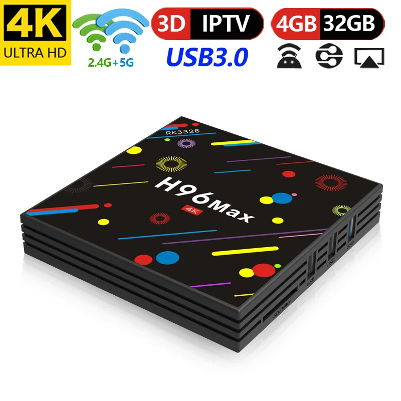 

Original H96 Max Smart TV Box Media Player Android TV Box 7.1 Rockchip RK3328 CPU 4G/32G 2.4/5 GHz WiFi HD 4 K Set top Box X96