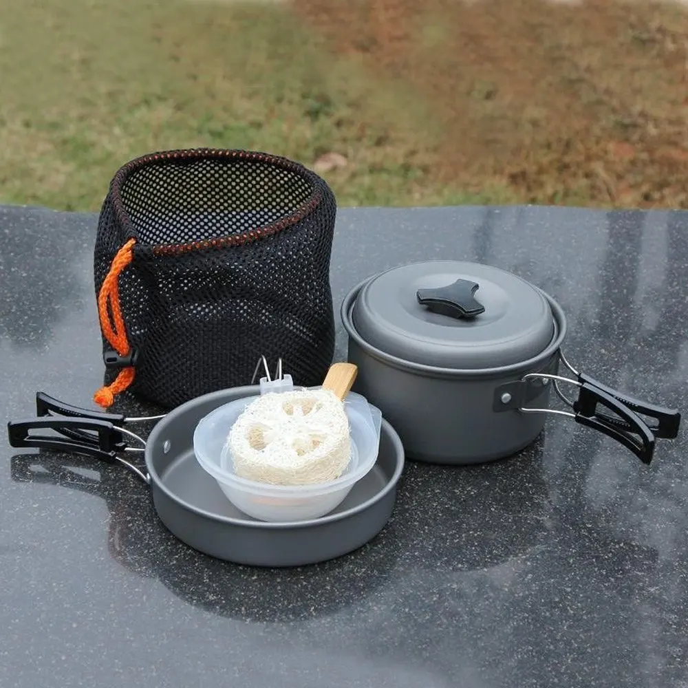 4pcs Stainless Steel Outdoor Backpacking Camping Picnic Cookware Cooking Set