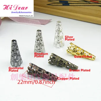 

8x22MM Gold/Silver/Bronze Plated Filigree Horn Flowers Metal Bead Caps Fashion Jewelry Making DIY Accessories Findings