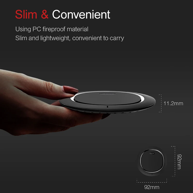  Qi Drahtlose Ladegerät USAMS Schnelle Wireless Charging Pad für iPhone X 8 8P Samsung Galaxy S9 S9 