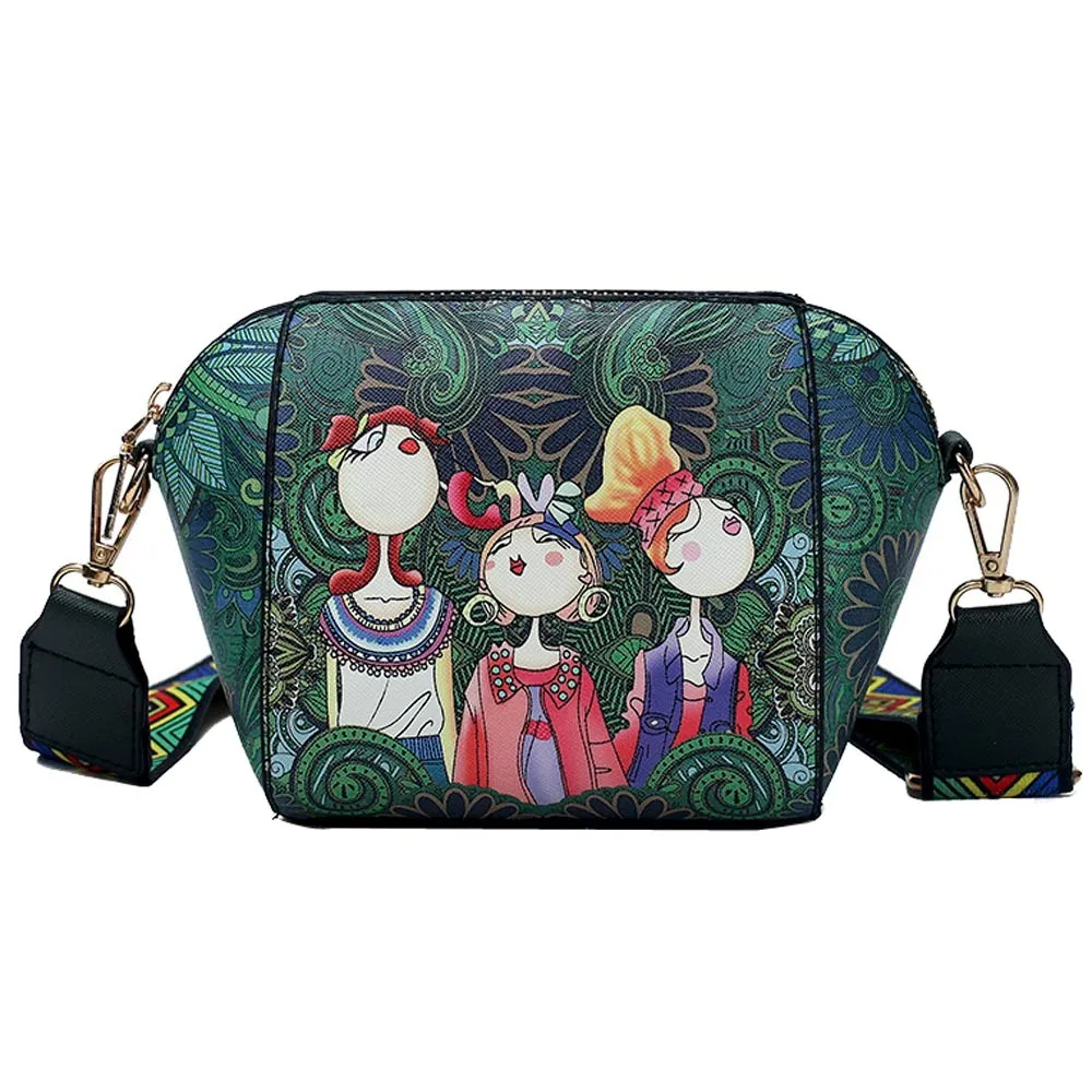 

Fashion Women's Forest Printing Casual Single Shoulder PU Leather Crossbody Bag Shell Bags Zipper Vintage Handbag Droship 10Oct3