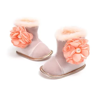 

2018 Winter Baby Warm Boots Girls Boys First Walkers Infant Princess Shoes Toddler Newborn Super Warm Flower Boot