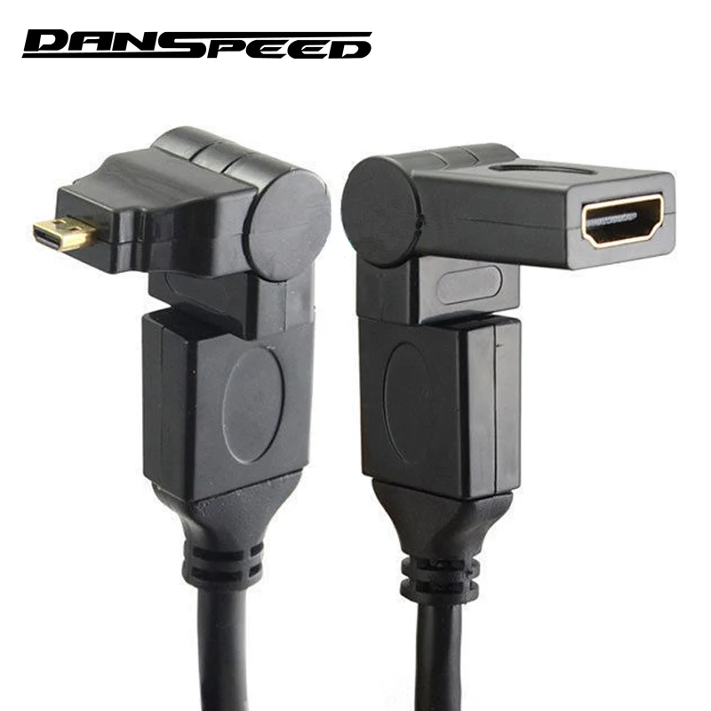 DANSPEED 6ft 1.8m 360 Degree HDTV Adapter Swivel HDMI Cable Micro Male