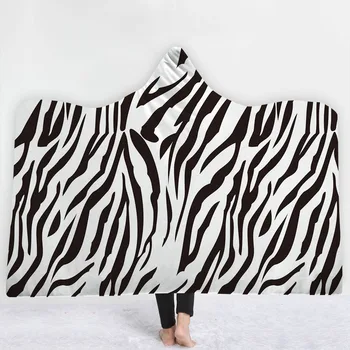 

Black and white stripes Blanket with hat keep Warm soft comfortable Blanket Zebra crossing good quality Blanket sell well