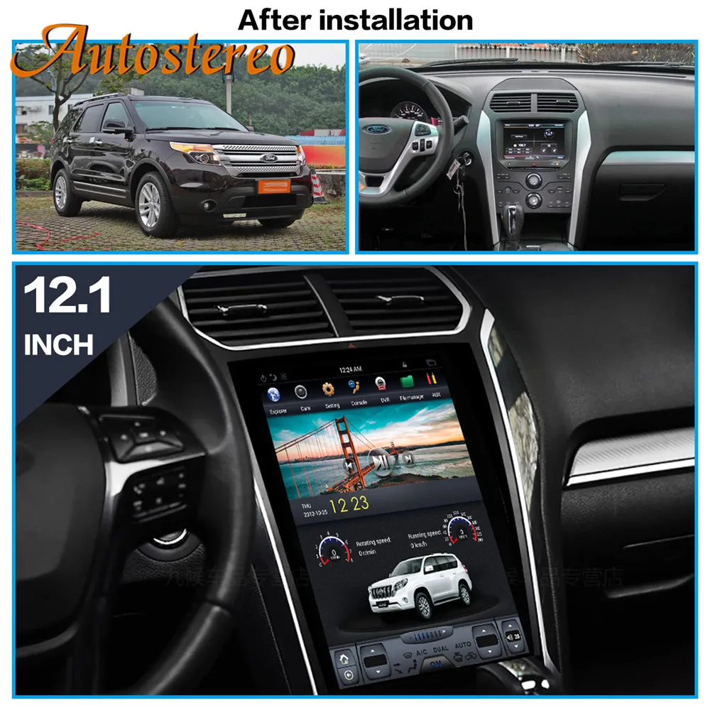 Discount Tesla style Android 7 Car No DVD Player GPS Navigation For Ford Explorer 2011+ head stereo multimedia audio radio tape recorder 1