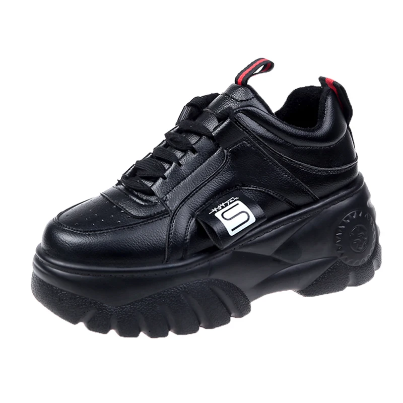 

Daddy Shoes Black Women Shoes Women Sneakers 2019 Spring New Korean Harajuku 7CM Platform Sneakers Lace Up Womens Shoes Woman
