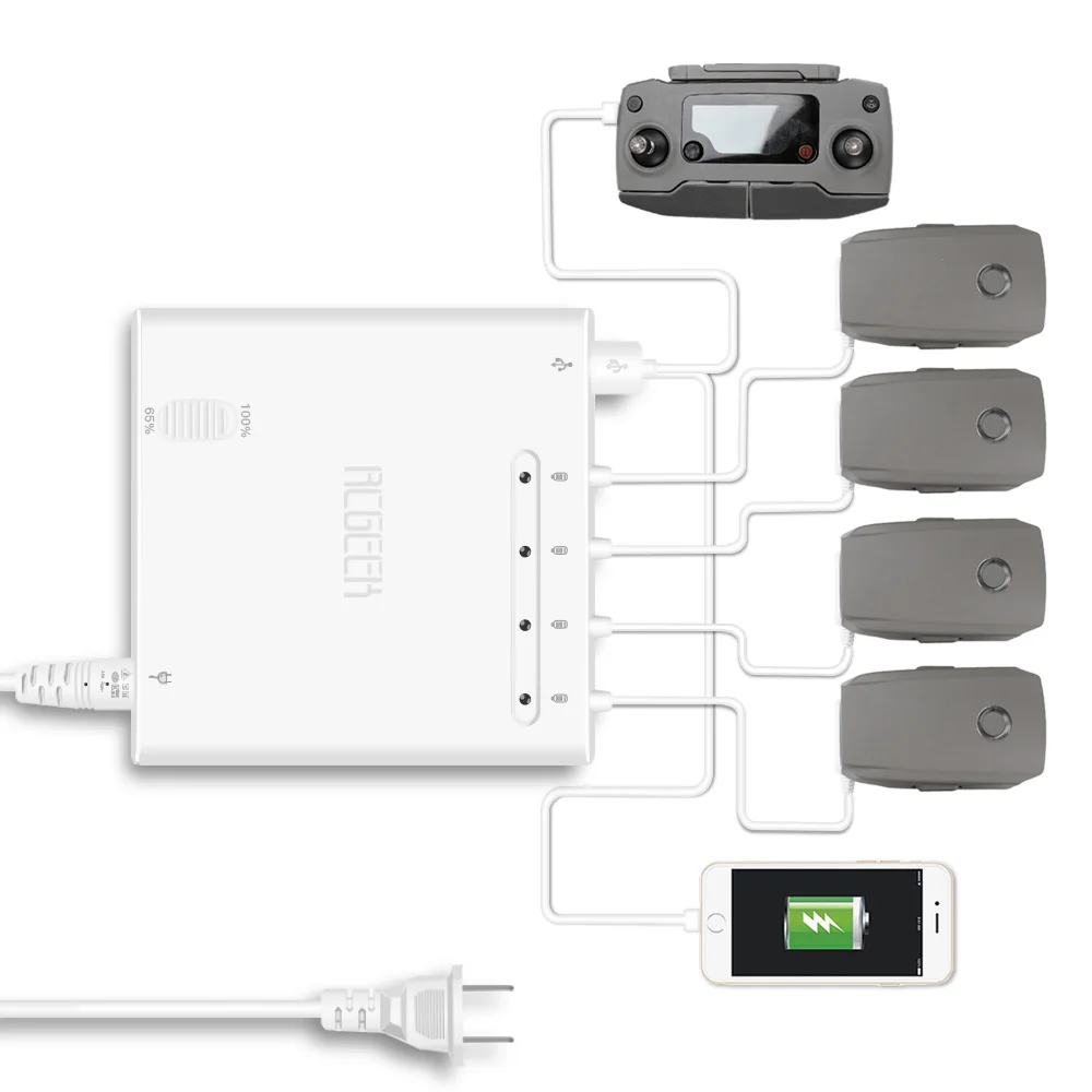 

Mavic 2 Pro Zoom Drone Battery Charger 6 in 1 Charging Hub for DJI Mavic 2 Zoom Pro Intelligent Battery Car Charging Adapter