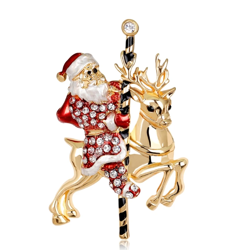 Рождественская брошь Санта-Клаус, олень, модные женские подарки, украшение, булавка, милые зимние аксессуары для пальто, праздничные Броши Navidad