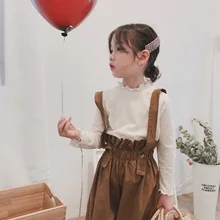 Весенне-летние комбинезоны для малышей, Модный корейский комбинезон для девочек, детские Широкие штаны, повседневные штаны с кружевной талией, комбинезон для маленьких девочек