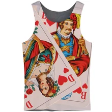 Cloudstyle 3D Топы Для мужчин без рукавов жилет летом прохладно мода Повседневное Топы 3D покер Queen King печати уличная плюс Размеры 5XL