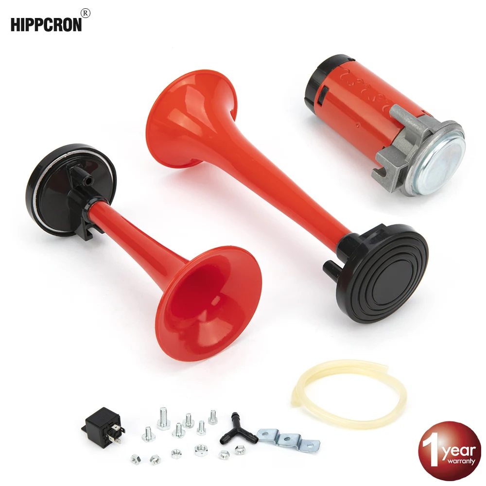 

Hippcron 12V Air Horn 135DB Complete Set Loud Dual Trumpet Compressor for Auto Car Truck Train Boat Motorcycle
