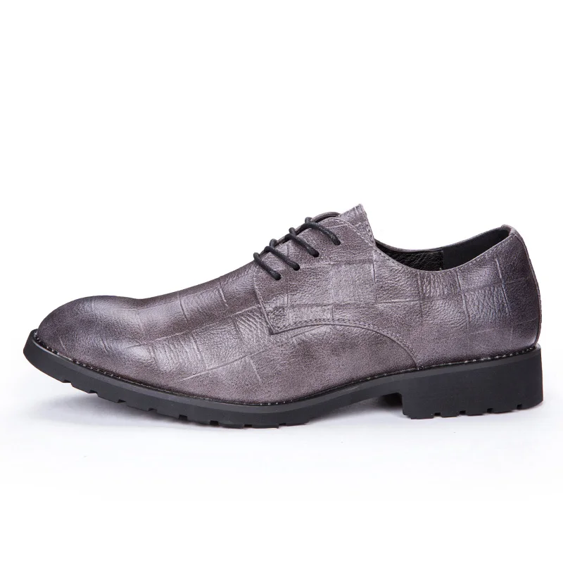 men shoe pointed toe italian formal dress leather silver ballet flats male footwear luxury brand 2017 derby oxford shoes for men (3)