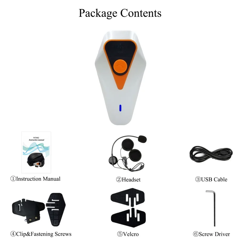 

WT-002 100m NEW Universal Motorcycle Waterproof Music Bluetooth Helmet Interphone Headset Handsfree Intercom Headphone Music F